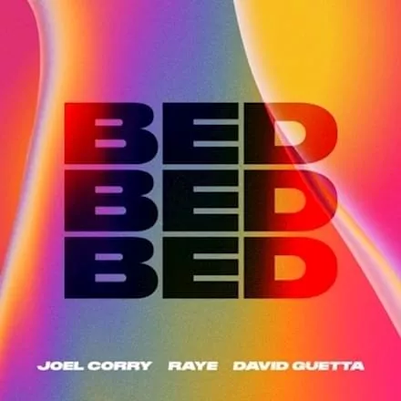 Joel Corry, RAYE, & David Guetta BED cover artwork